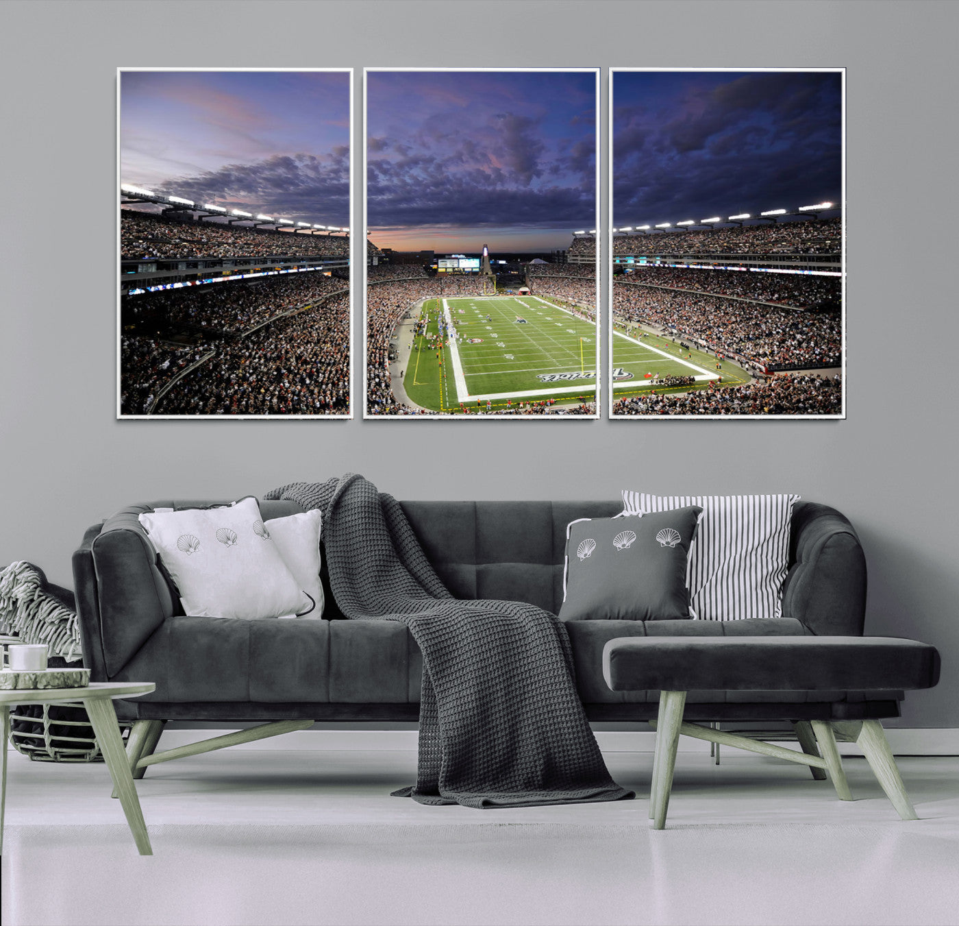 MGV-FC-60X30-3P - New England Patriots Football Team Print - Foxborough Gillette Stadium Wall Art Canvas Print