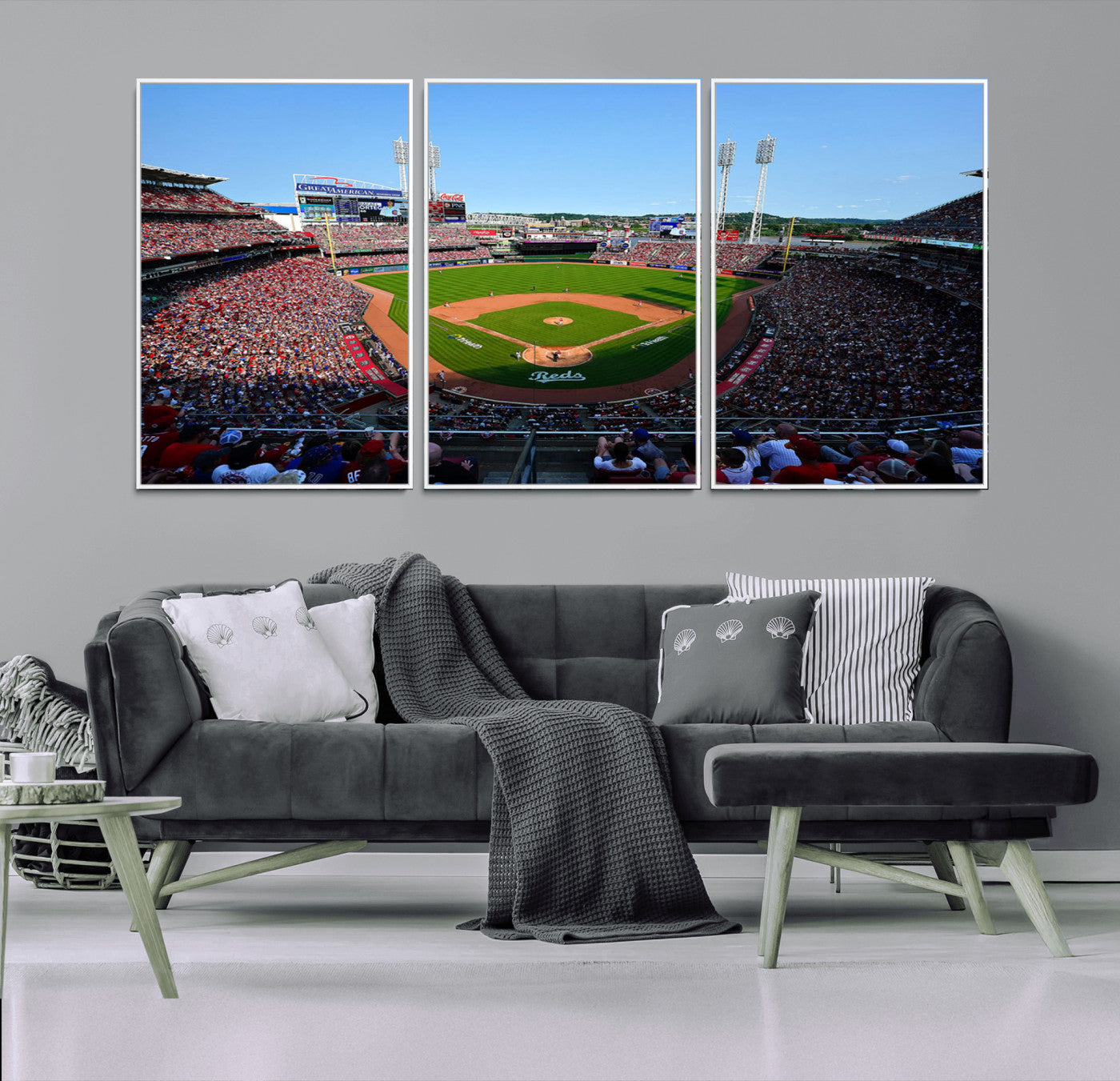 MGV-FC-60X30-3P - Cincinnati Reds Baseball Team Print - Great American Ball Park Stadium Wall Art Canvas Print