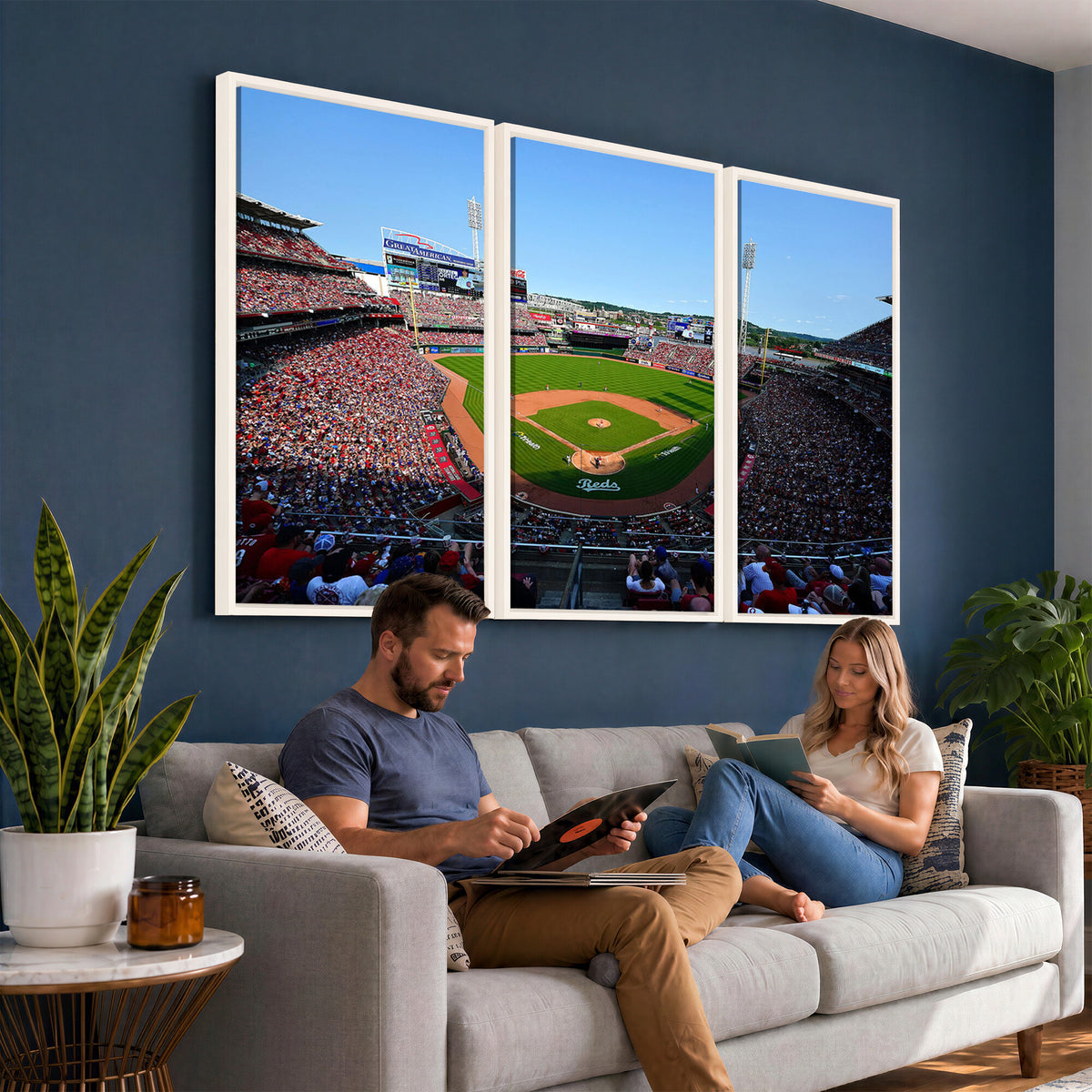90998-MGV-CV-36X24 - Cincinnati Reds Baseball Canvas Print | Great American Ball Park Stadium Wall Art