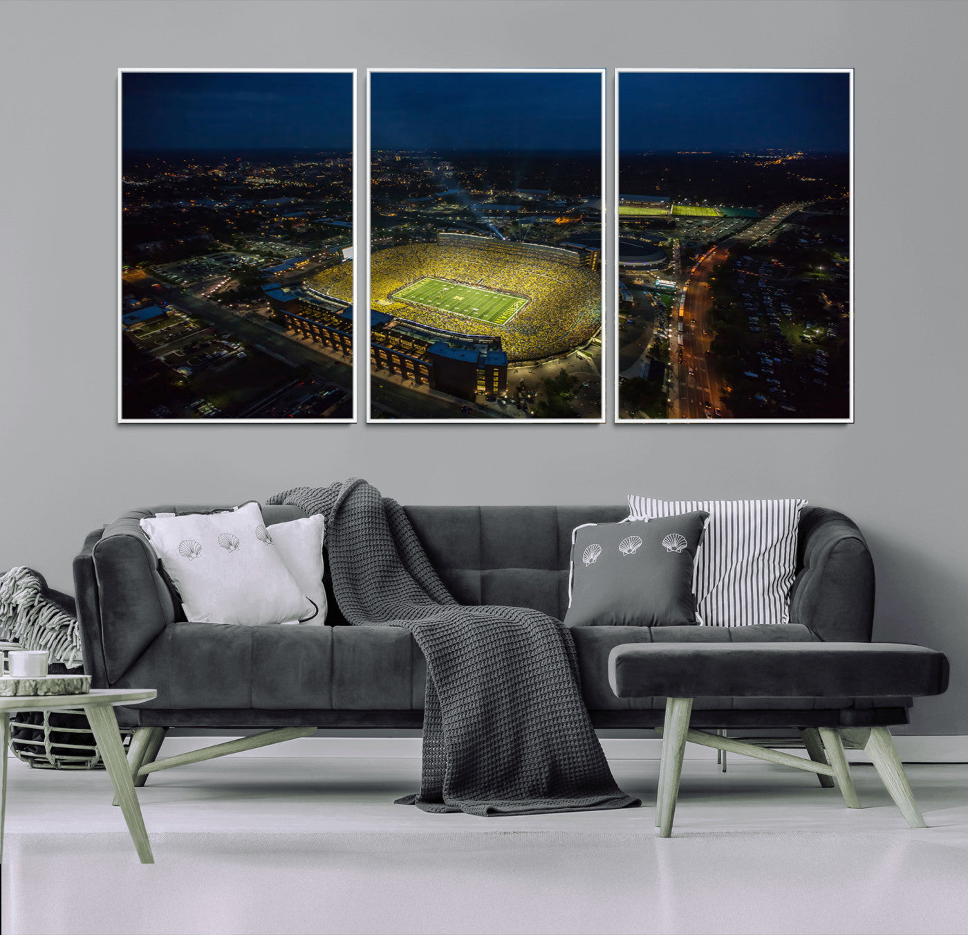 MGV-FC-60X30-3P - Michigan Wolverines Football Team Print - Michigan Stadium Wall Art Canvas Print