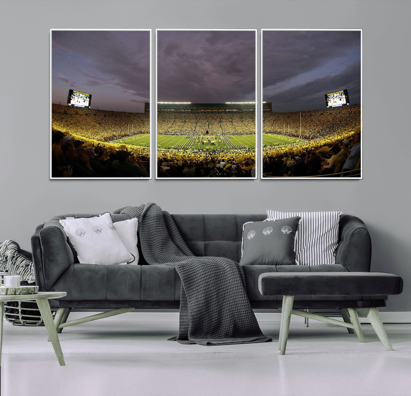 MGV-FC-60X30-3P - Michigan Wolverines Football Team Print - Michigan Stadium Wall Art Canvas Print