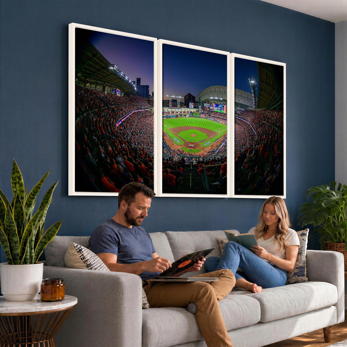 44322-MGV-CV-36X24 - Houston Astros Baseball Print Canvas, Houston Minute Maid Park Stadium Wall Art