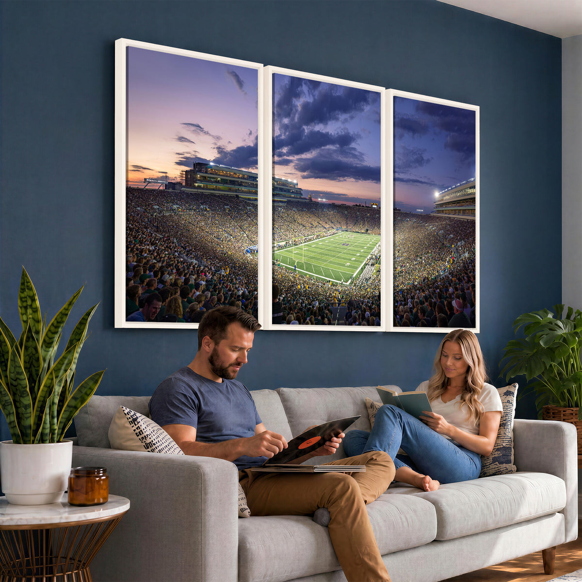 50825-MGV-CV-36X24 - Notre Dame Fighting Irish Football Team Print, Notre Dame Stadium Wall Art Canvas Print
