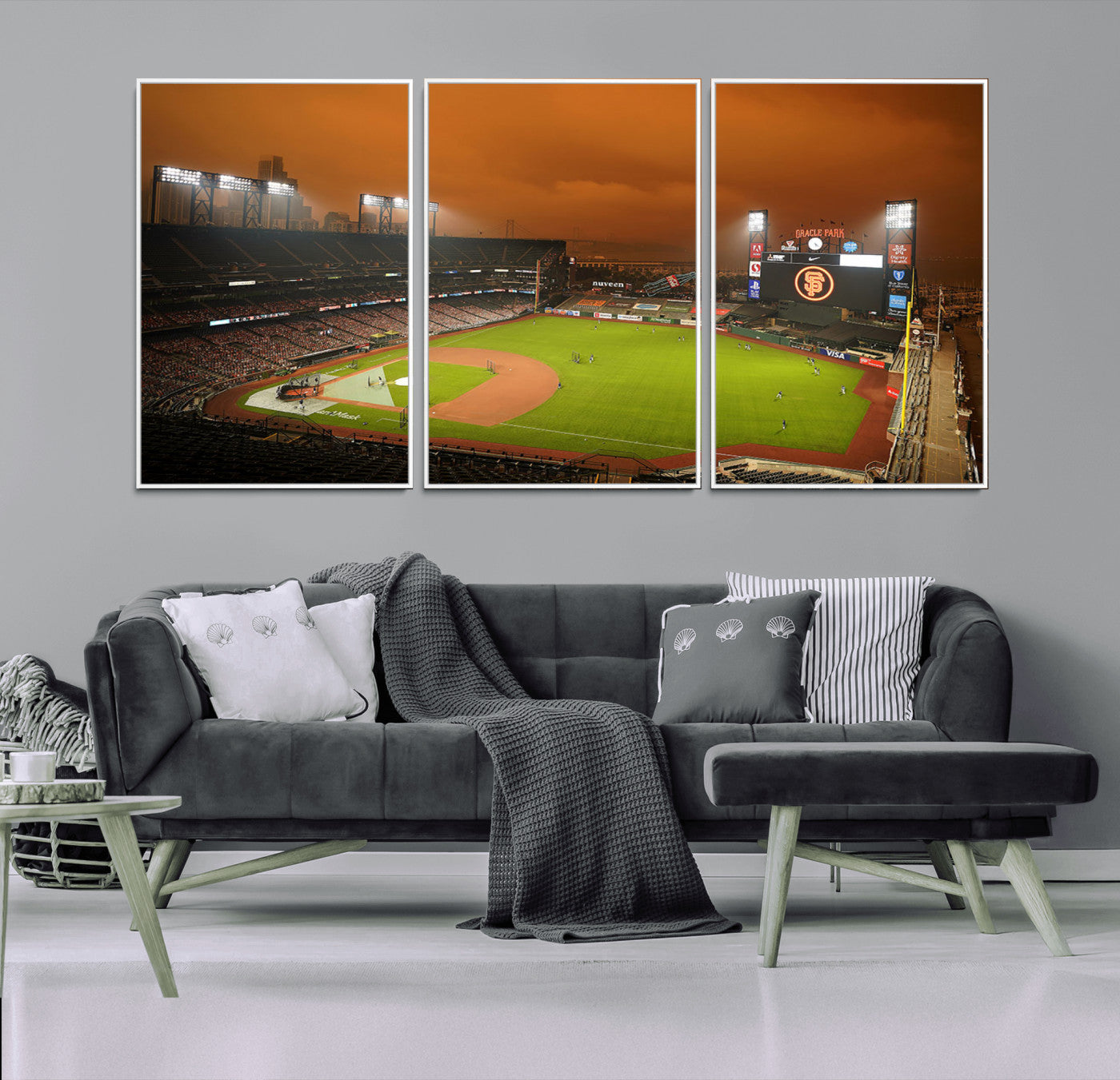 MGV-FC-60X30-3P - San Francisco Giants Baseball Team Print - Oracle Park Stadium Wall Art Canvas Print