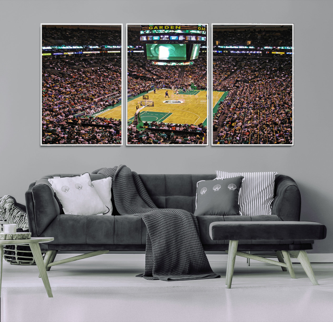 21705-MGV-CV-36X24-TD Garden Basketball Canvas Wall Art - Boston Celtics Live Action - Framed - Ready to Hang
