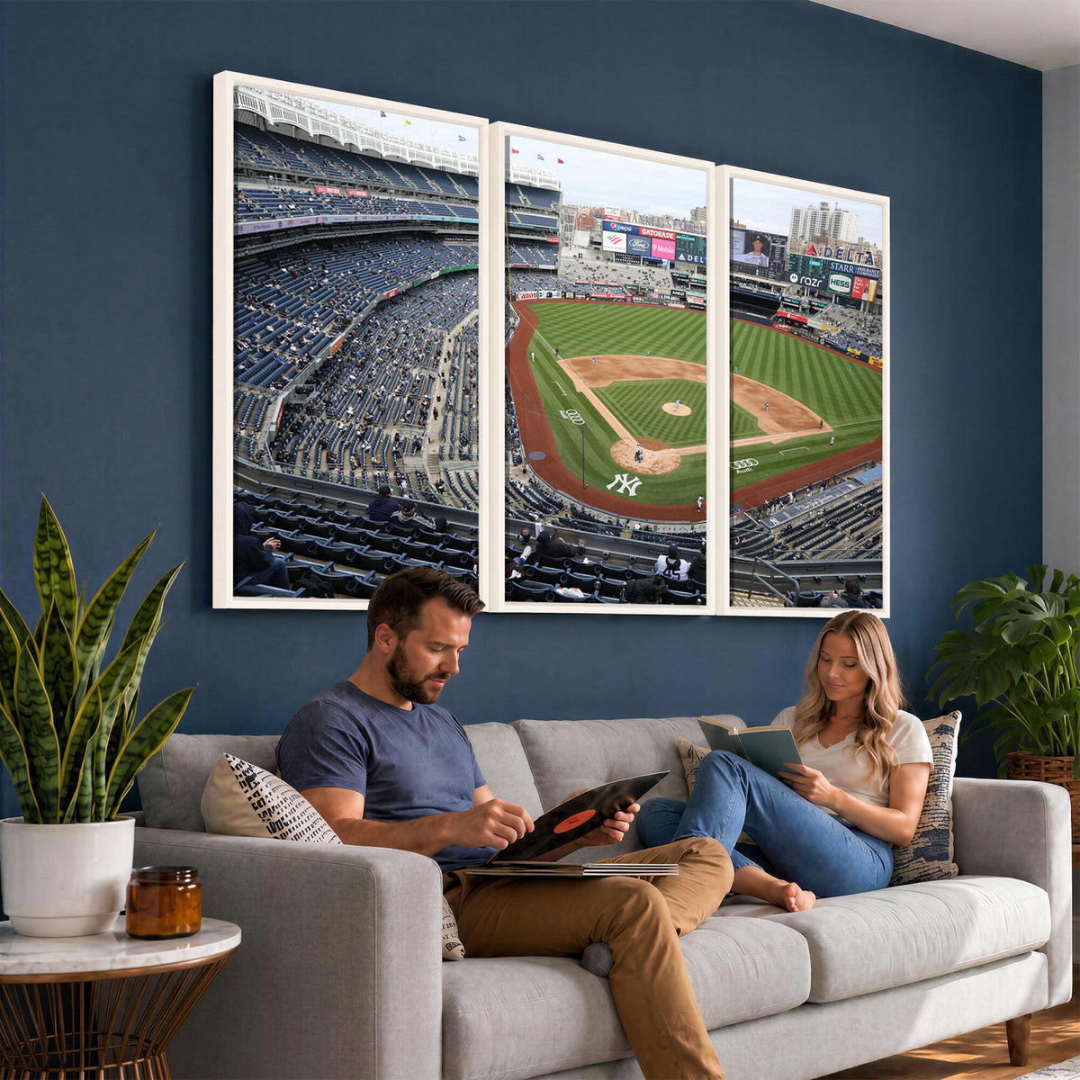 45784-MGV-CV-36X24 - New York Yankees Baseball Team Print, Yankee Stadium Wall Art Canvas Print