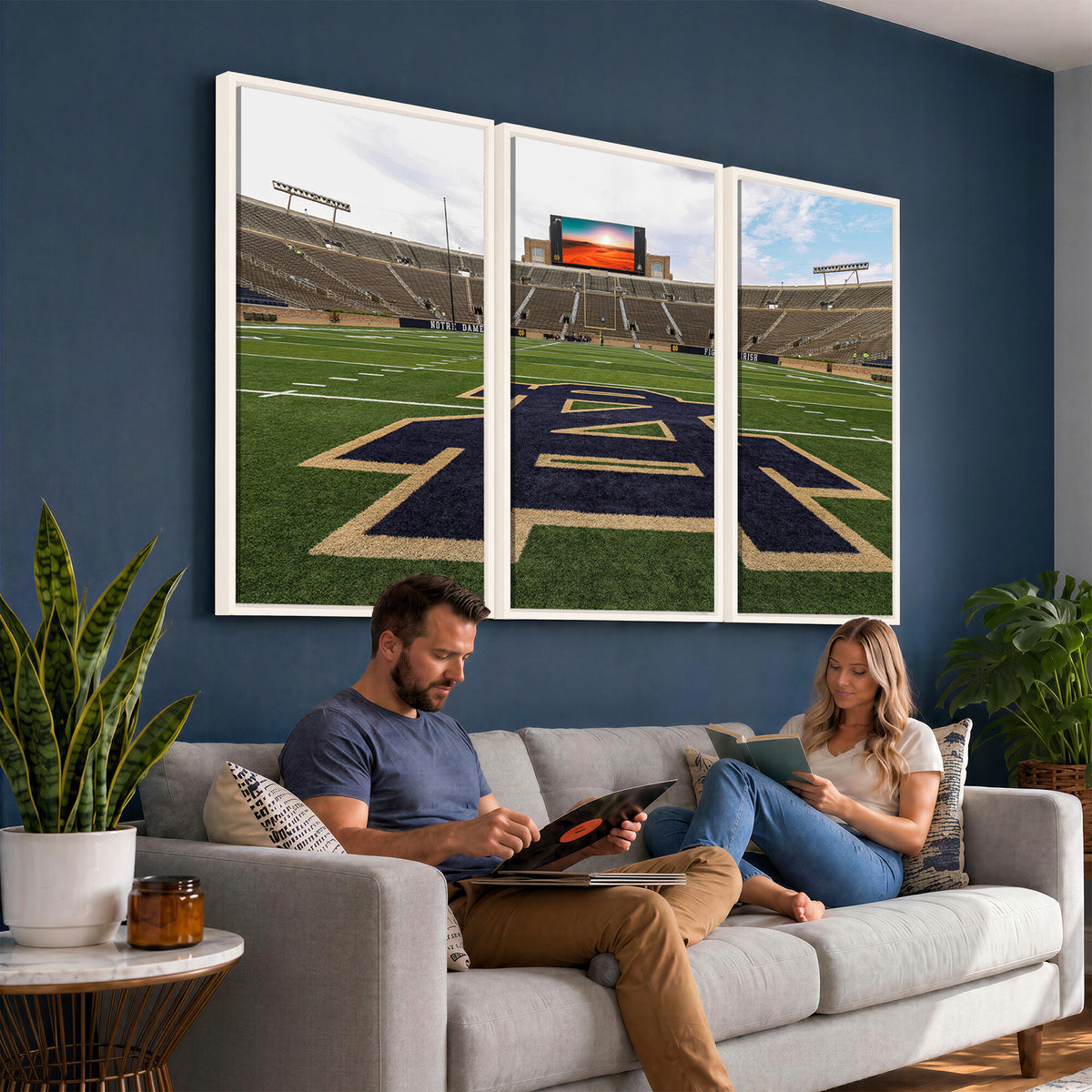 52835-MGV-CV-36X24 - Notre Dame Stadium Giclee Canvas Print | Triptych Wall Art Featuring Iconic Notre Dame Football