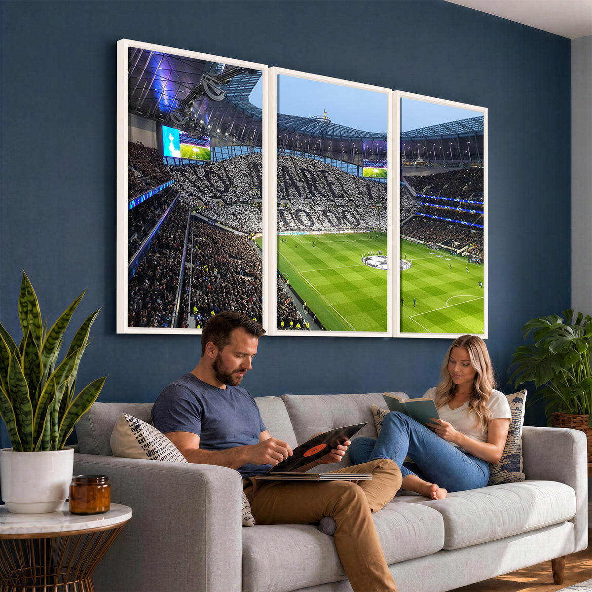 38765-MGV-CV-36X24 - Tottenham Hotspur Stadium Canvas Print, Match Day Triple Canvas Wall Art