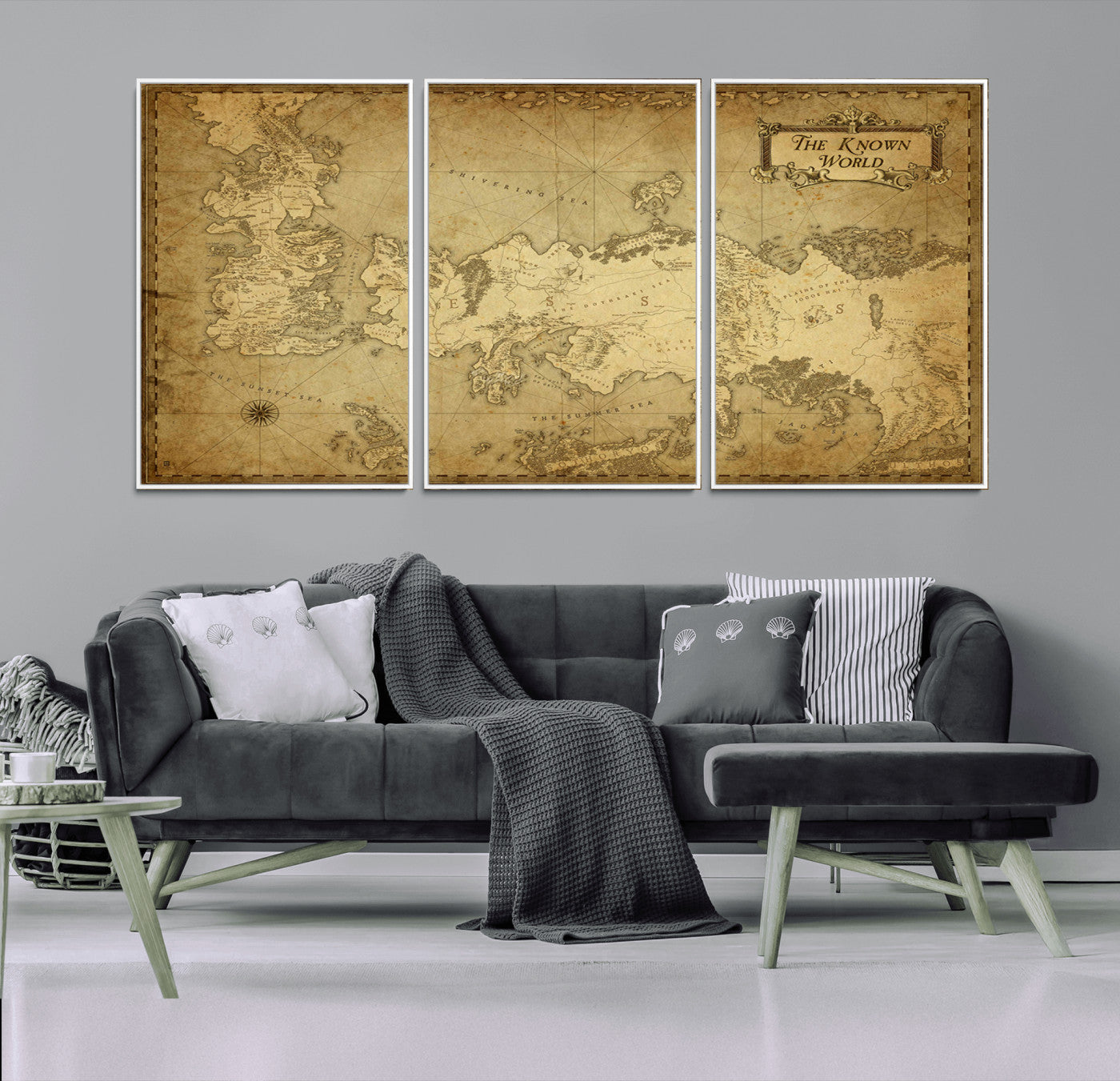 MGV-FC-60X30-3P - Vintage Game of Thrones Map Wall Art | Westeros and Essos Antique Style Print | The Known World in