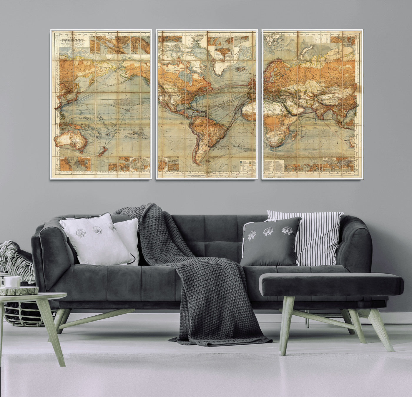 MGV-FC-60X30-3P - Push Pin World Map Canvas Print – Framed Wall Art for Couples to Track Their Travels – Anniversary