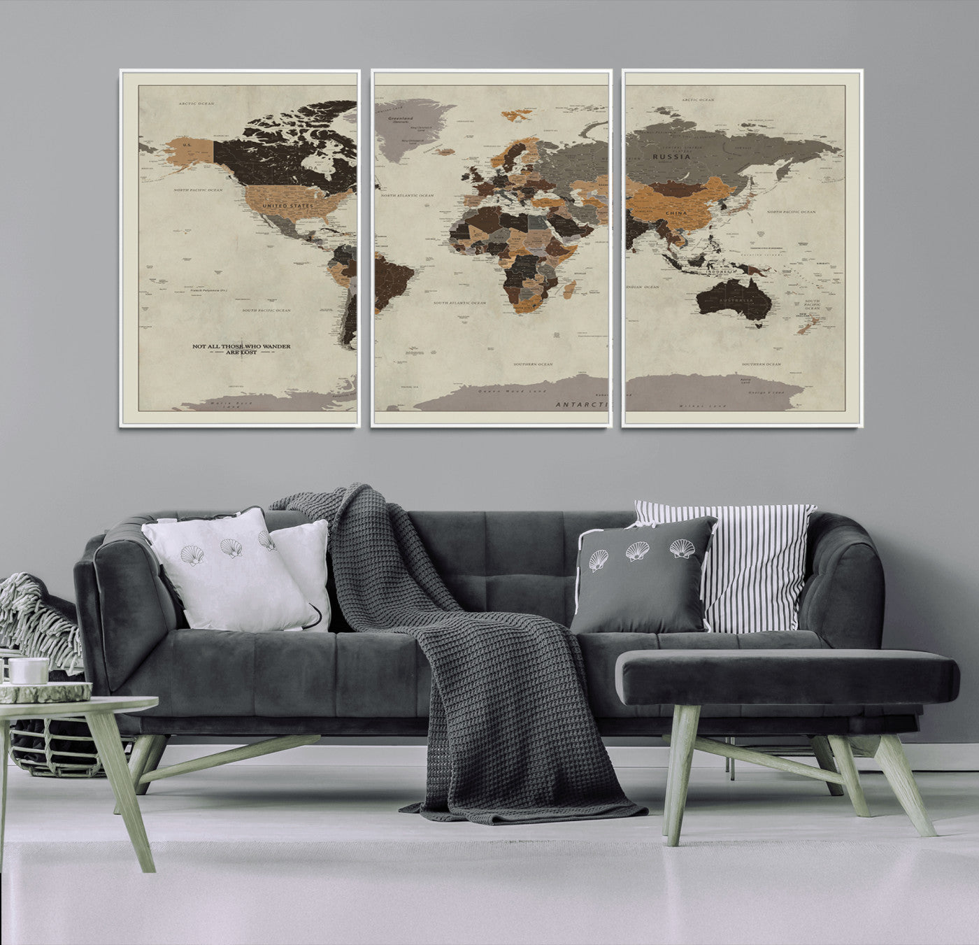 72209-MGV-FC-60X30-3P_White-Push Pin World Map Canvas Print – Travel Tracker Wall Art for Couples, Perfect Anniversary Gift for Home or Office Decor