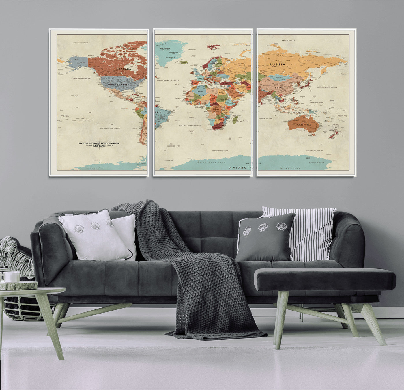 MGV-FC-60X30-3P - Push Pin World Map Canvas Print – Framed Wall Art for Couples to Track Their Travels – Anniversary