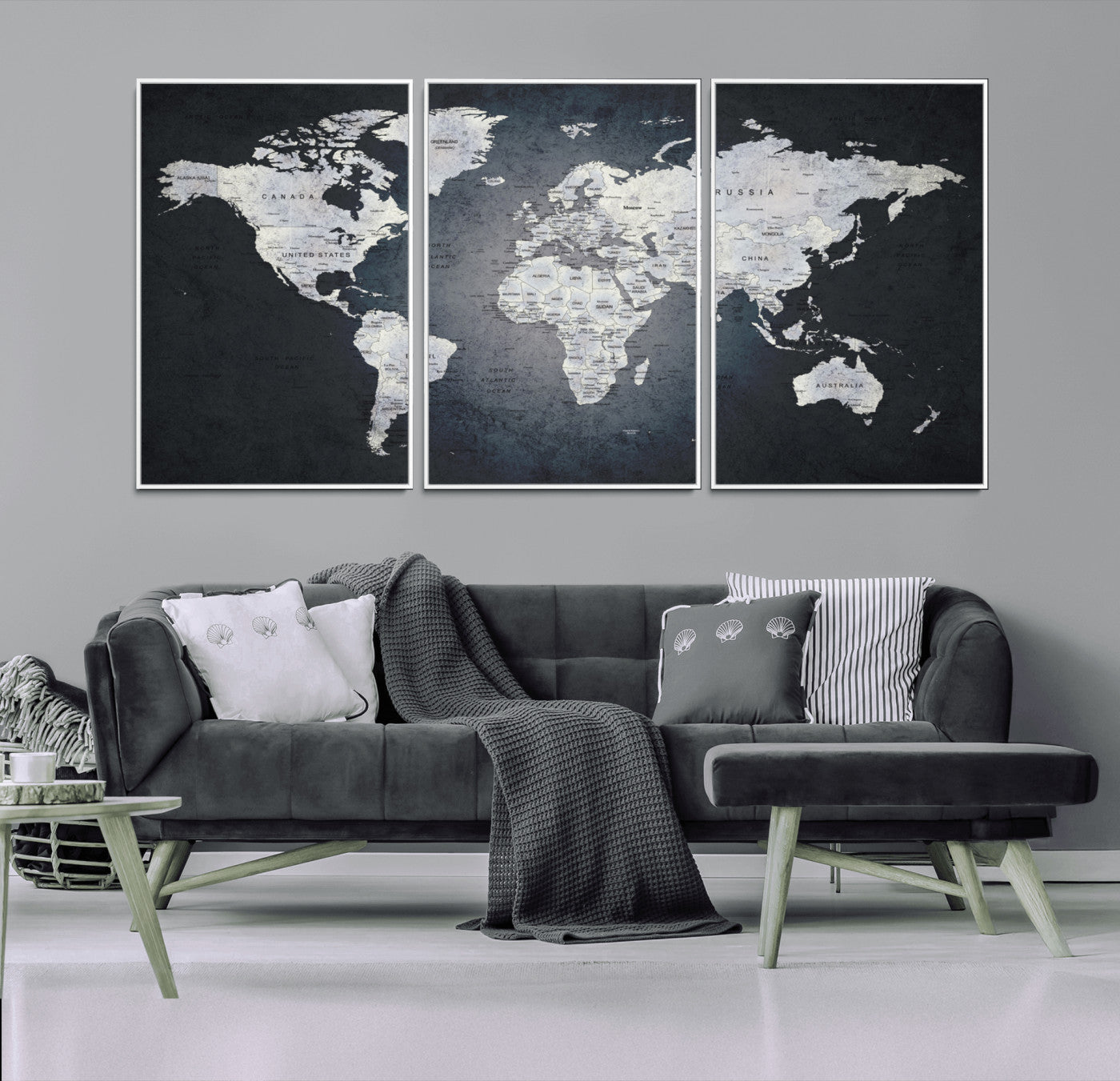 MGV-FC-60X30-3P - World Map Wall Art Canvas Print for Home and Office Decor