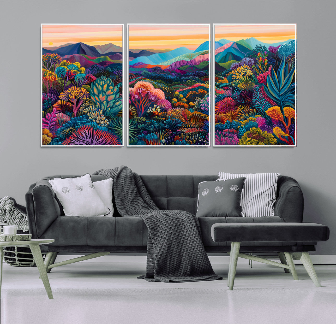 MGV-FC-60X30-3P - Colorful Abstract Landscape Wall Art Print Canvas - Vibrant Modern Decor for Living Room, Office, or