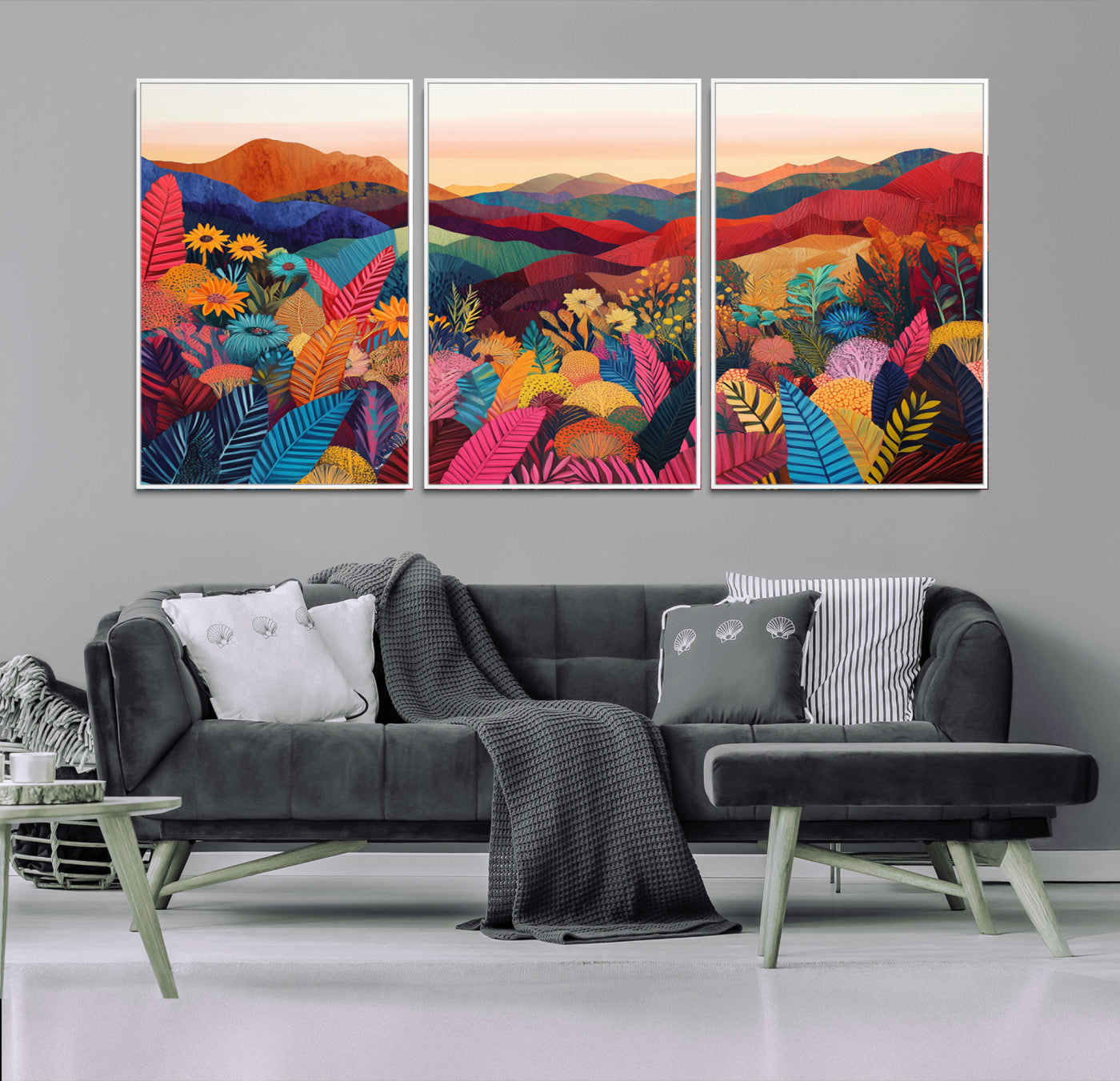 MGV-FC-60X30-3P - YAYOI KUSAMA Abstract Print - Landscape Canvas Wall Art Print - Vibrant Modern Decor for Living