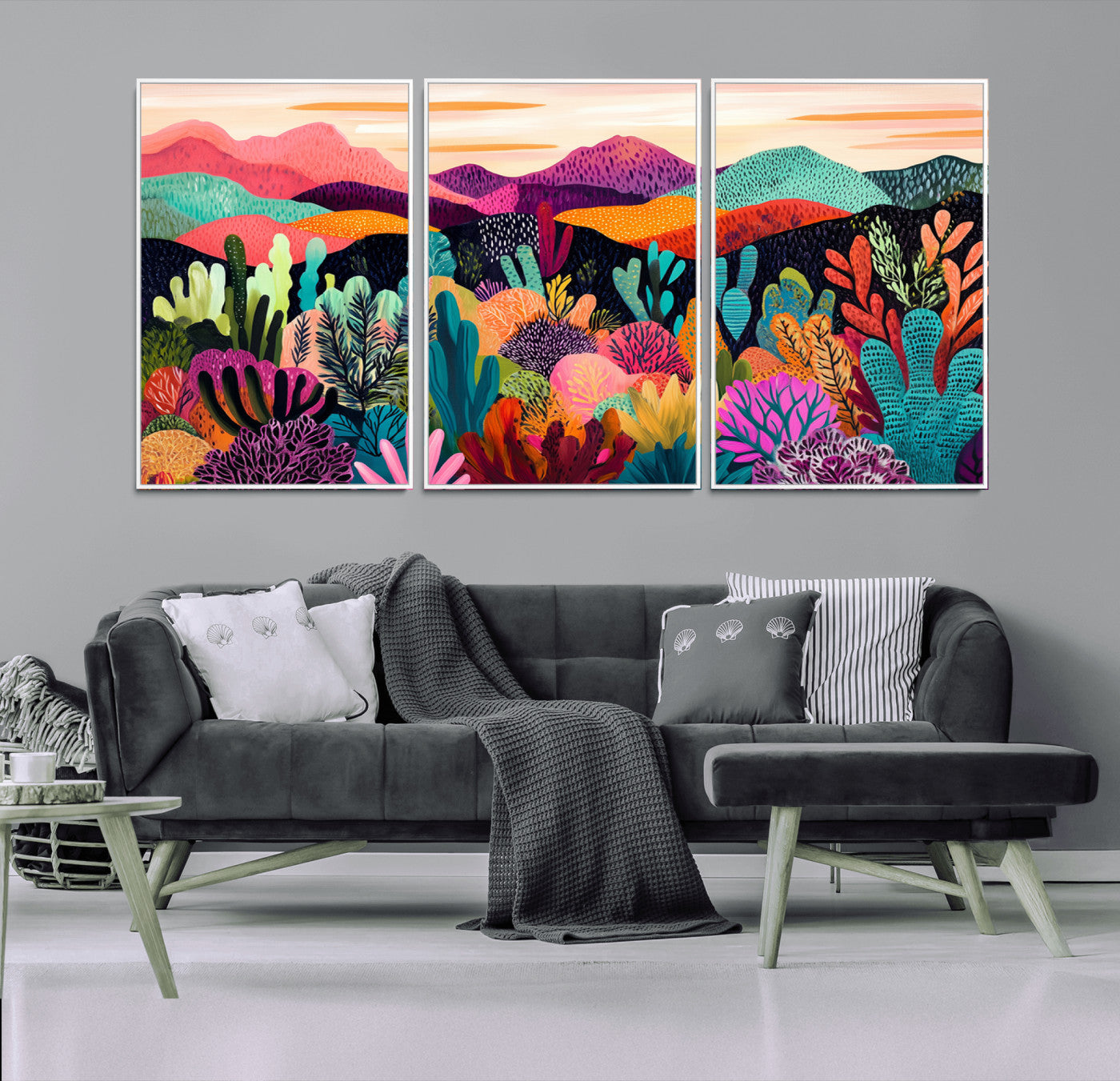 MGV-FC-60X30-3P - Abstract Kusama Print - Landscape Canvas Wall Art Print - Vibrant Modern Decor for Living Room,