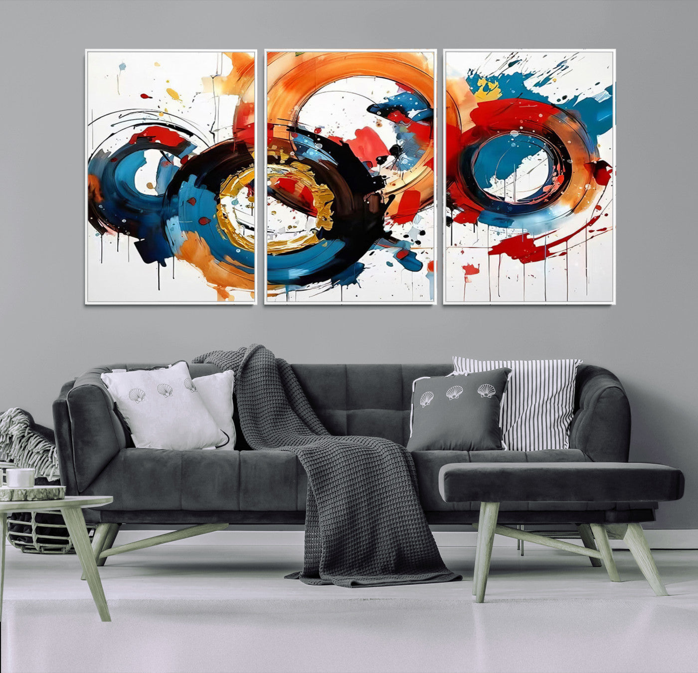 MGV-FC-60X30-3P - Abstract Wall Art, Rings Wall Art Canvas Print