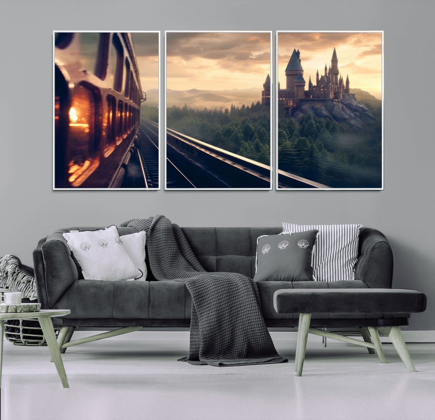 MGV-FC-60X30-3P - Harry Castle Wall Art Canvas Print, Wizard School Wall Art Print, Movie Wall Art Print