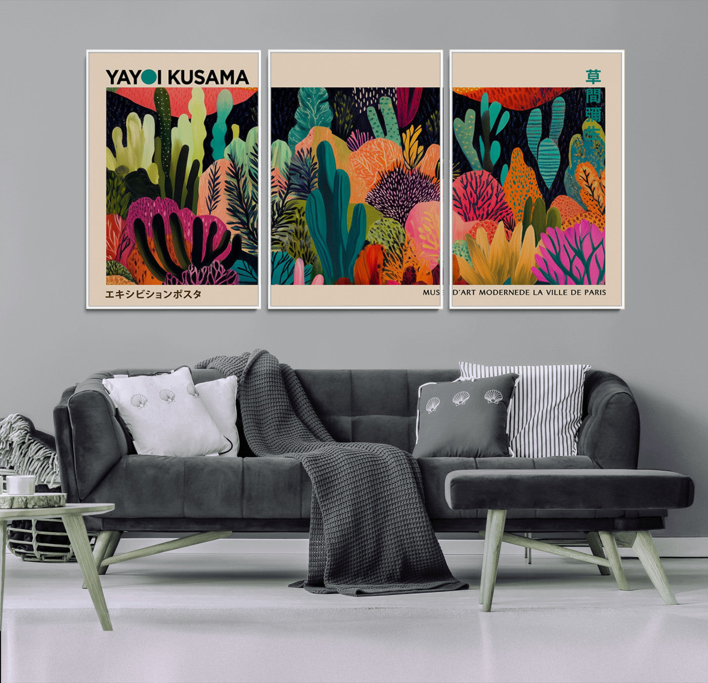 MGV-FC-60X30-3P - Yayoi Kusama Wall Art Canvas Print, Abstract Art, Large Yayoi Kusama Framed Canvas Print, Japanese