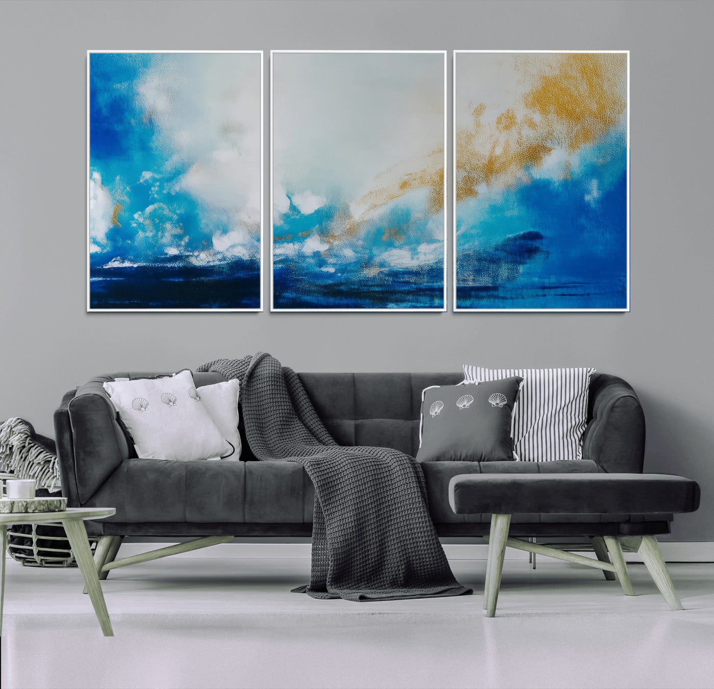 MGV-FC-60X30-3P - Blue Abstract Print - Dynamic Ocean-Inspired Canvas Wall Art