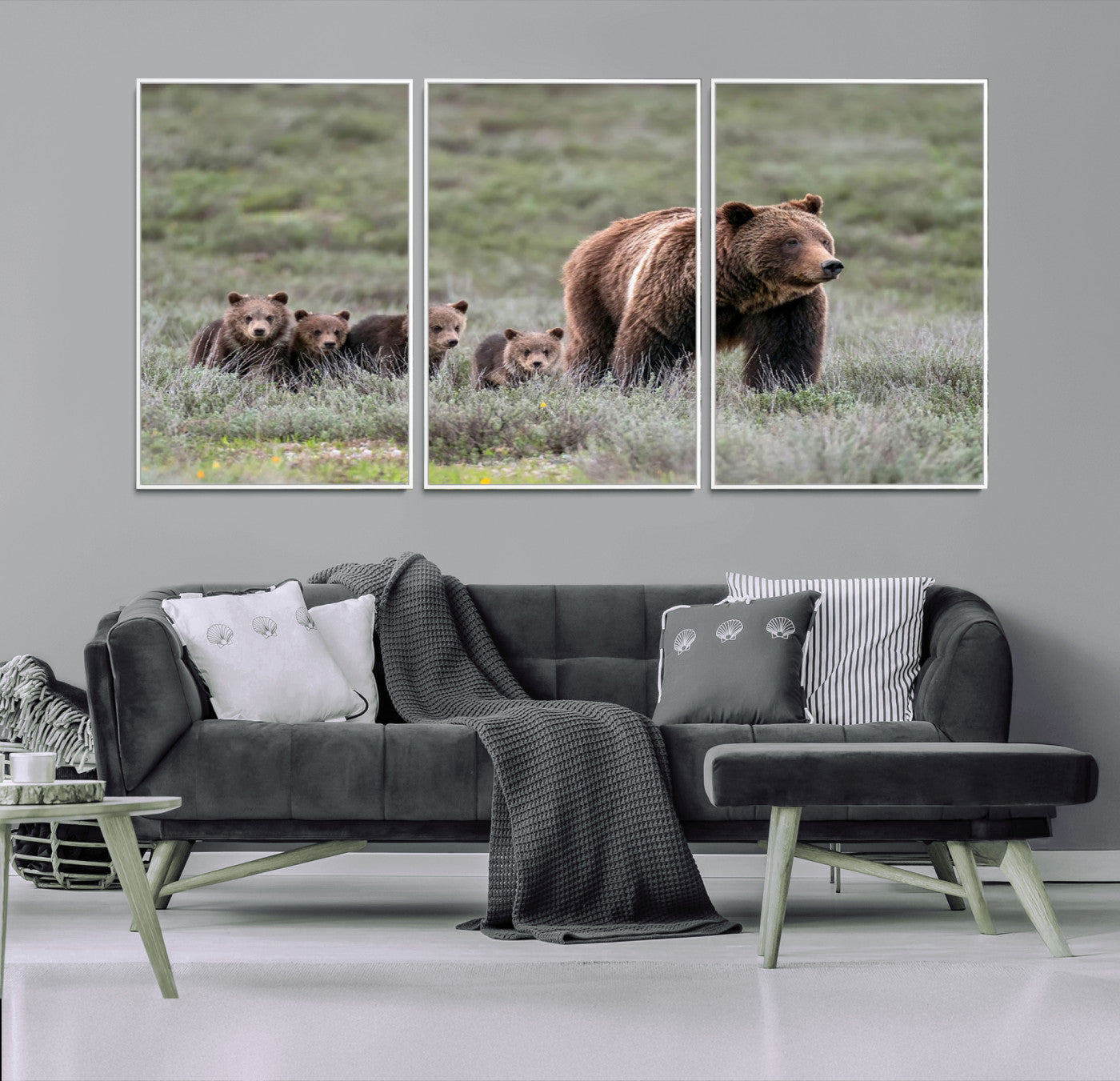 MGV-FC-60X30-3P - Wildlife Photography of 399 Grizzly Bear Cubs | Queen of the Tetons Canvas Wall Art Print