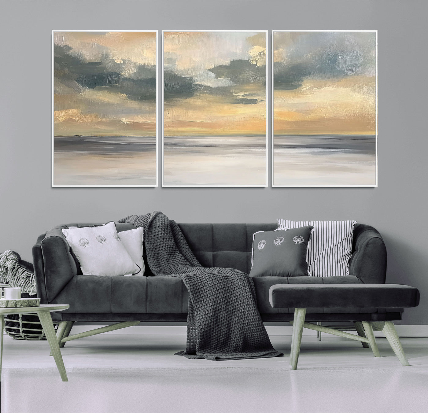 MGV-FC-60X30-3P - Modern Coastal Artwork with Vibrant Abstract Ocean Waves Wall Art Canvas Print for Contemporary