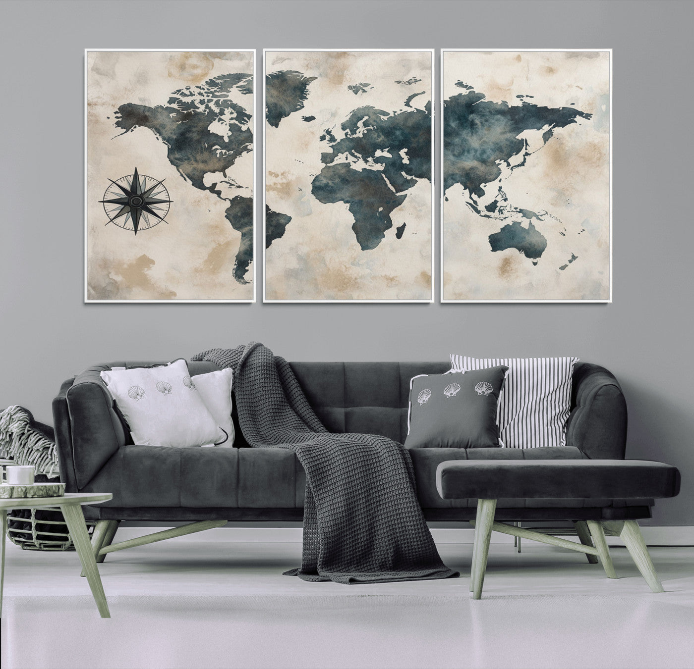 MGV-FC-60X30-3P - Push Pin World Map Canvas Print – Framed Wall Art for Couples to Track Their Travels – Anniversary