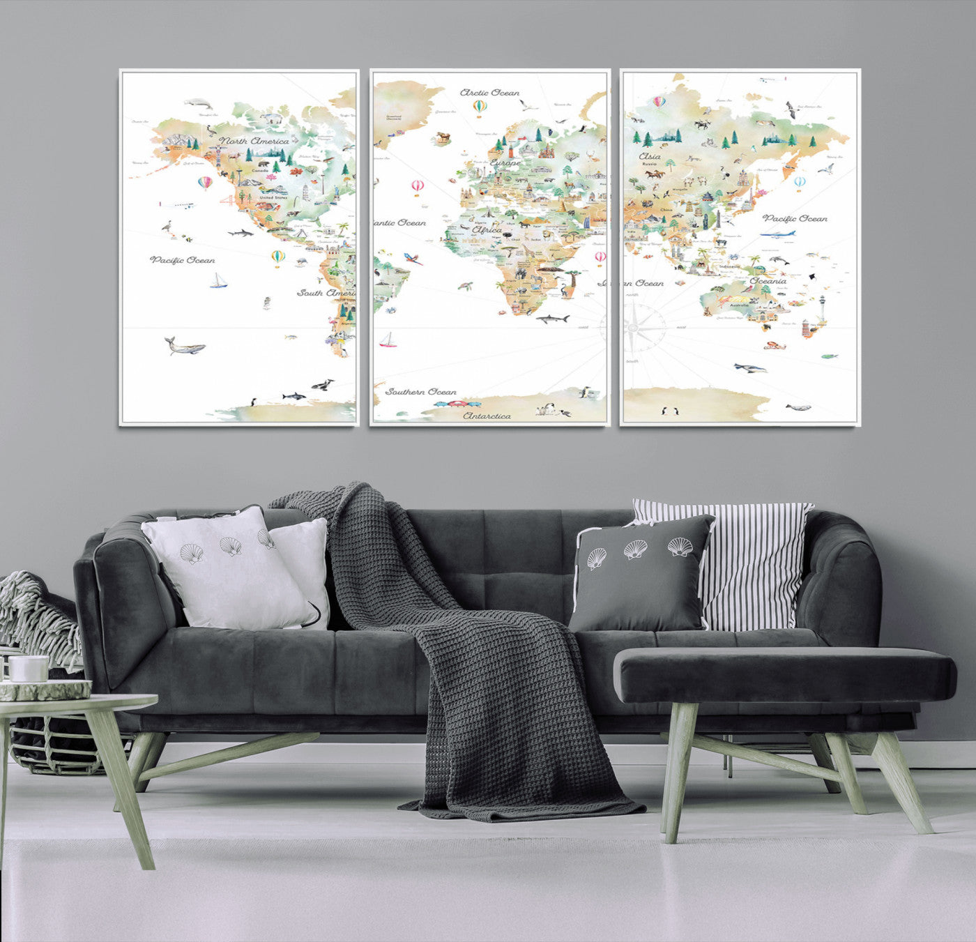 MGV-FC-60X30-3P - Push Pin World Map Canvas Print – Framed Wall Art for Couples to Track Their Travels – Anniversary