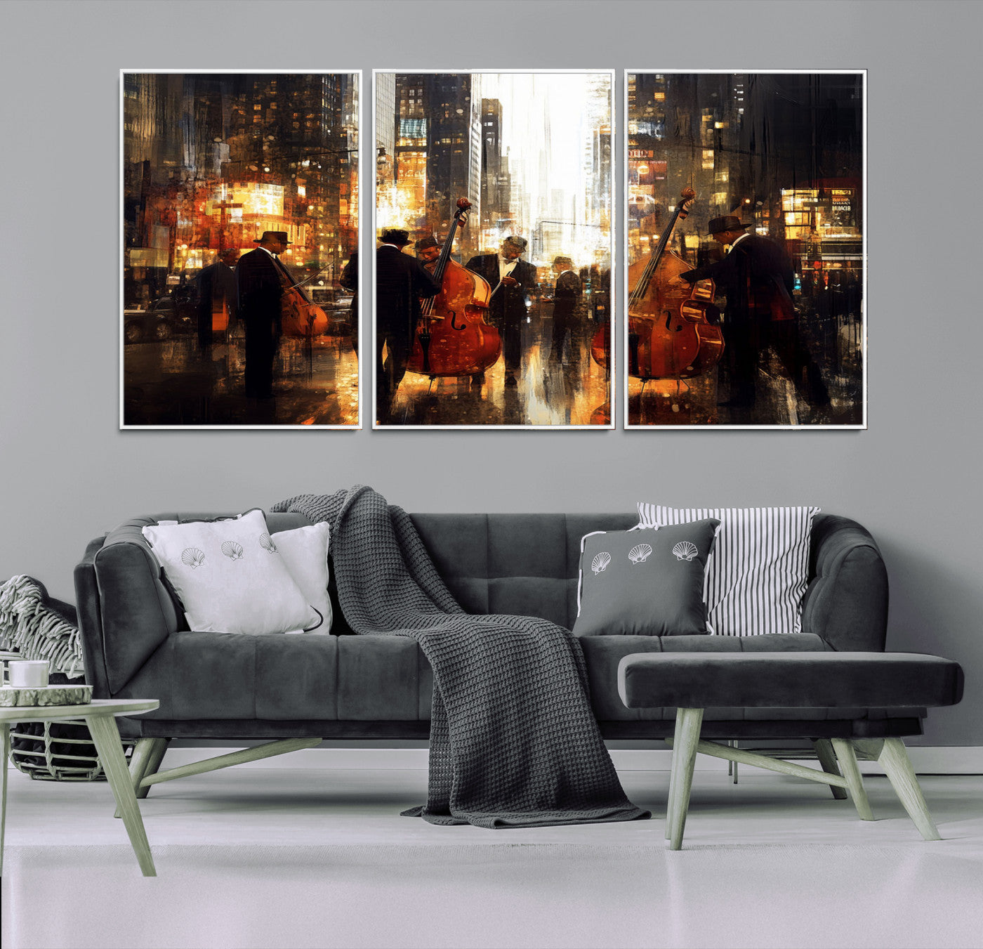 MGV-FC-60X30-3P - Abstract Jazz Art Wall Art Canvas Print - Framed Abstract Music Canvas - Colorful Instrument Poster