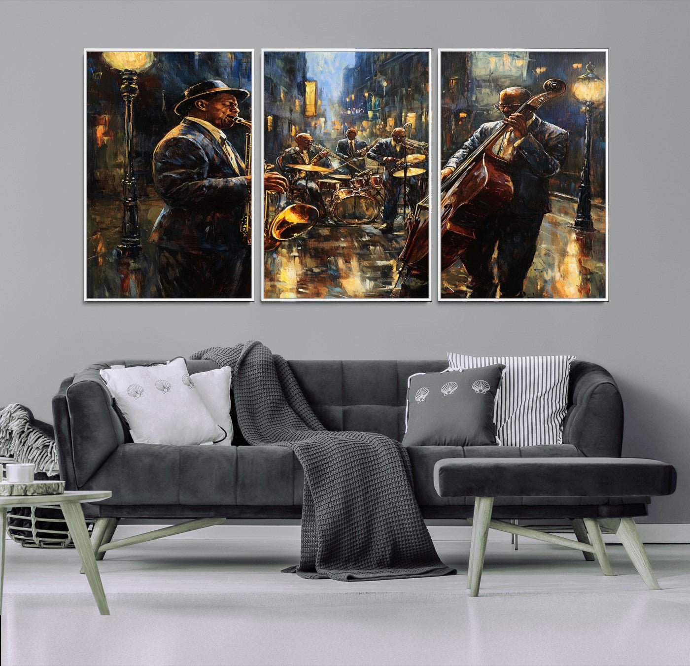 36990-MGV-CV-36X24-Jazz Canvas Wall Art Print - Abstract African American Music Art - Framed Posters for Living Room or