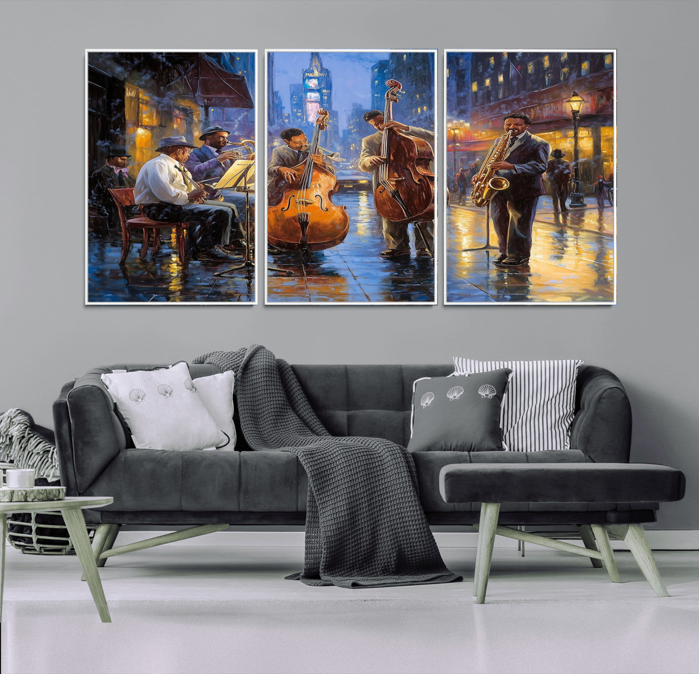 58694-MGV-FC-60X30-3P - Colorful Jazz Wall Art - African American Music Canvas Print - Framed Abstract Music Poster for Home