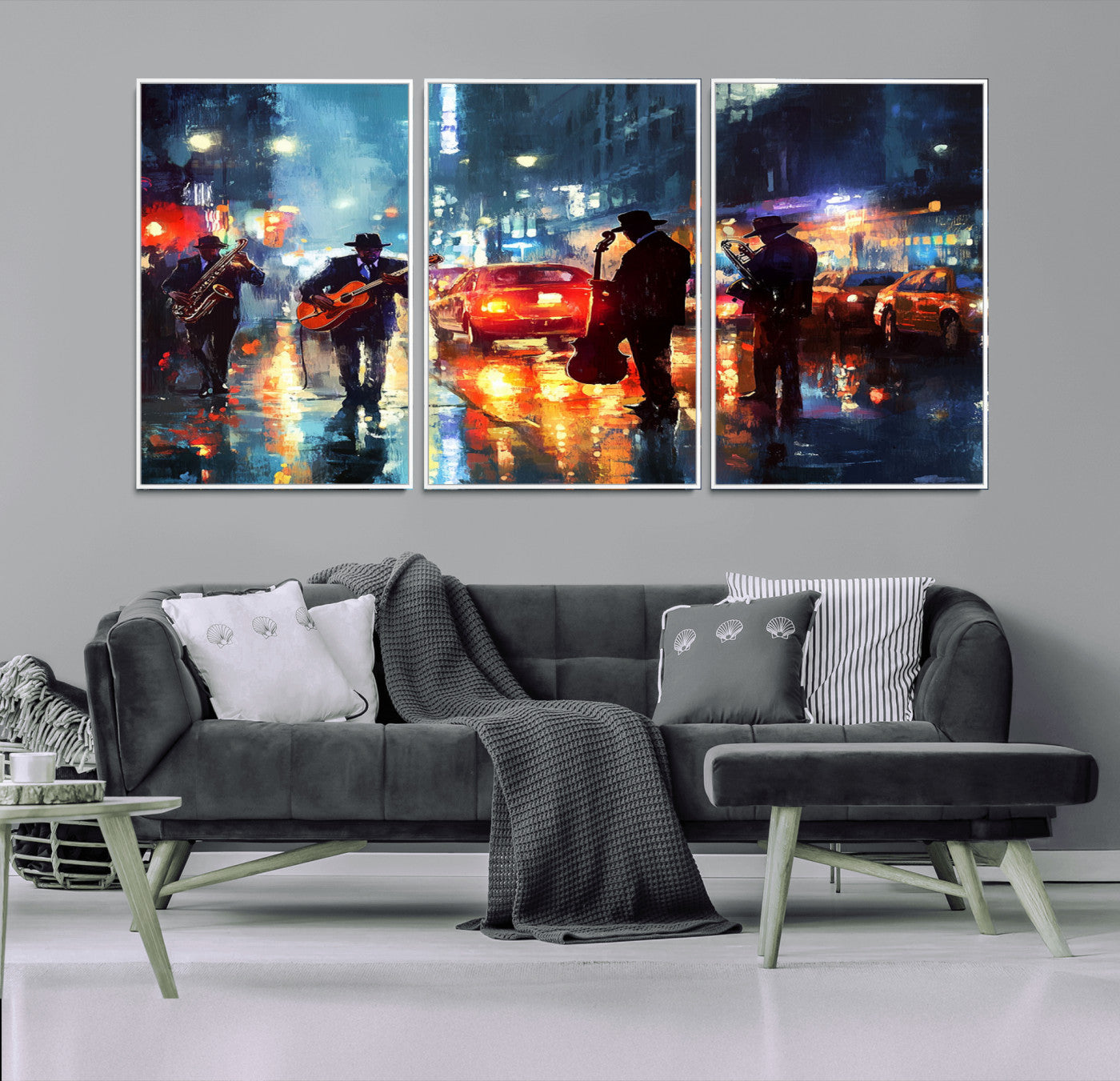 MGV-FC-60X30-3P - African American Jazz Canvas - Abstract Music Wall Art Print - Abstract Jazz Wall Art Framed Prints