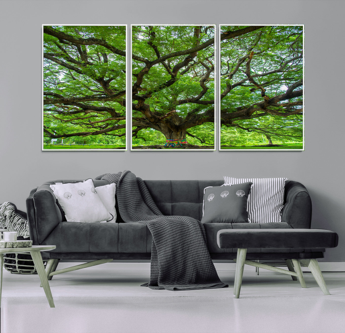MGV-FC-60X30-3P - Oak Tree Wall Art Print, Forest Canvas Wall Art for Home and Office, Framed Angel Oak Tree Canvas