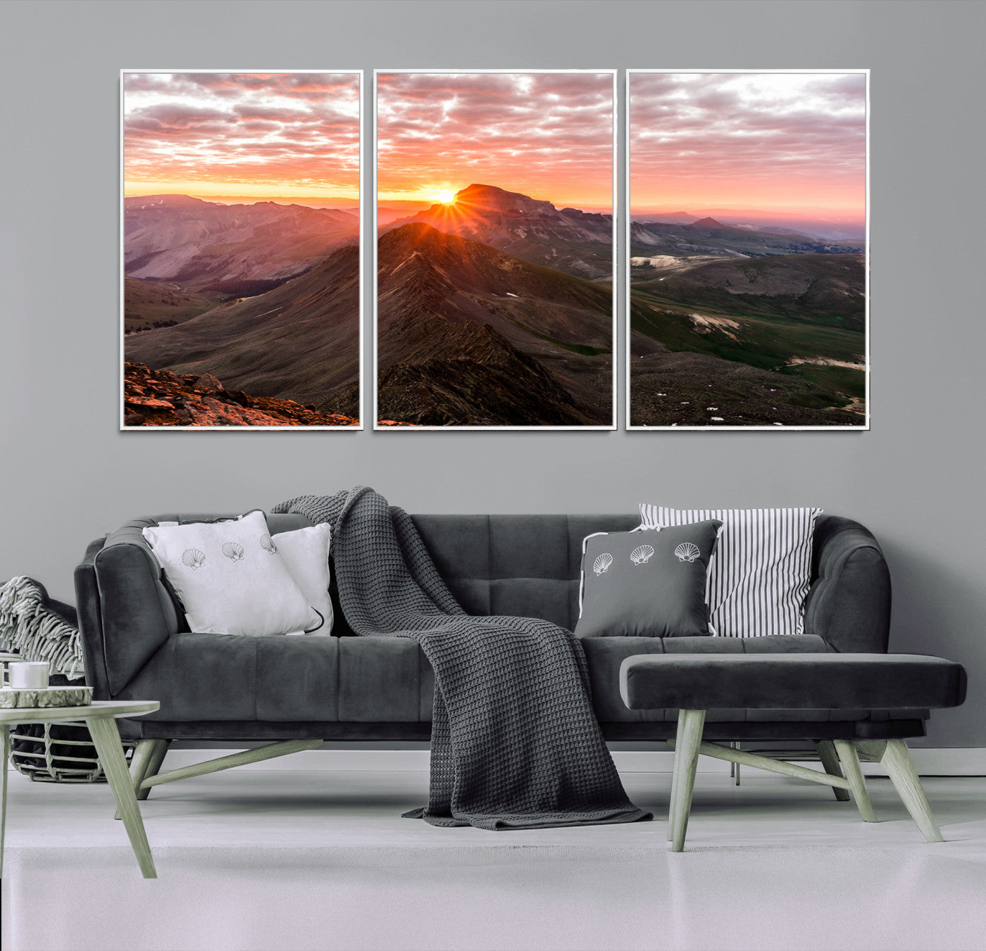 50957419-MGV-CV-36X24-Mountain Sunrise Wall Art – Framed Alpine Ridge Canvas Artwork, Golden Peak Design, Scenic Nature Decor for Home, Office