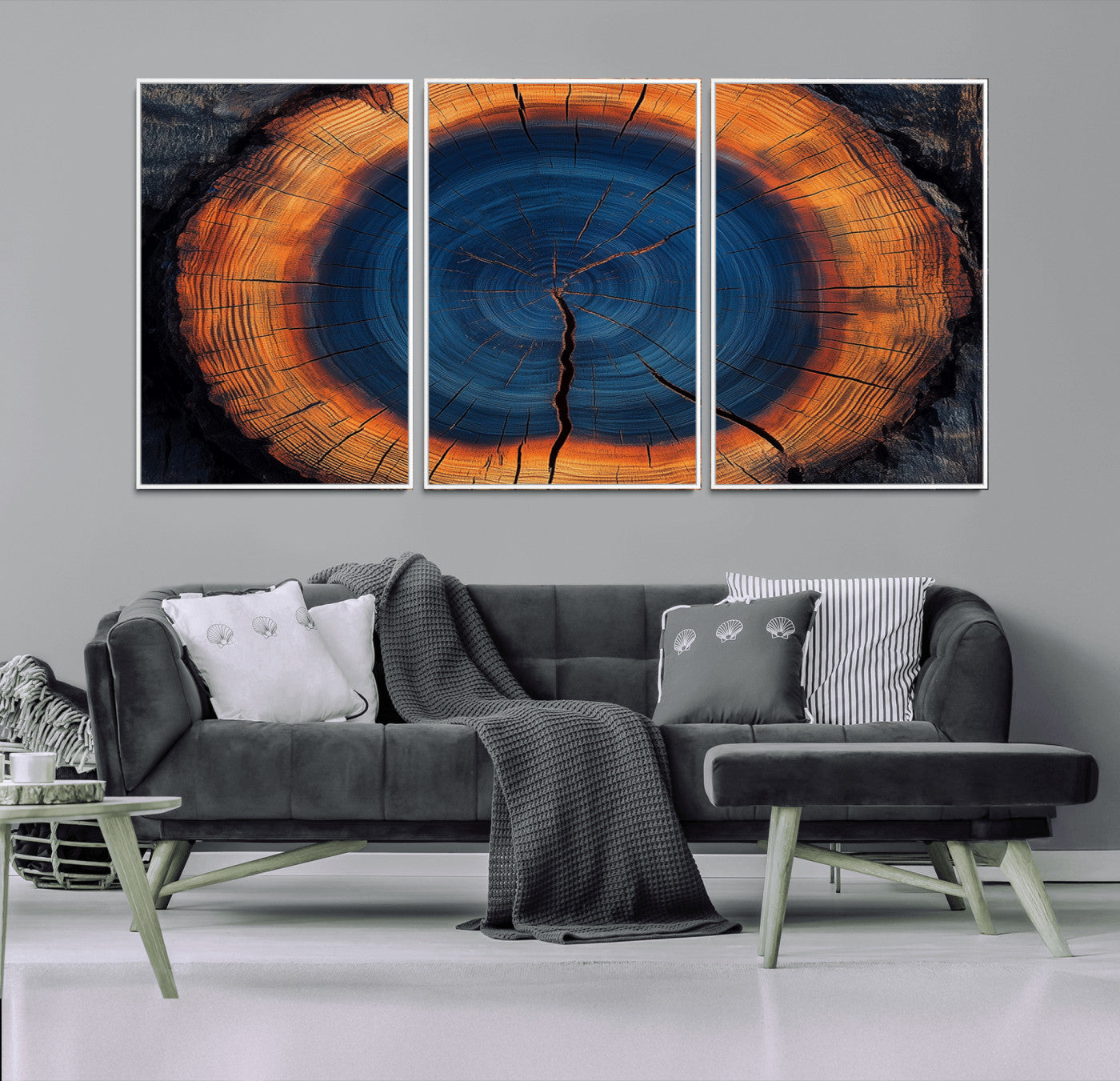 54040961-MGV-CV-36X24-Abstract Tree Ring Wall Art Print – Natural Rustic Wood Canvas, Framed Tree Stump Artwork, Modern Nature Design for Home, Office