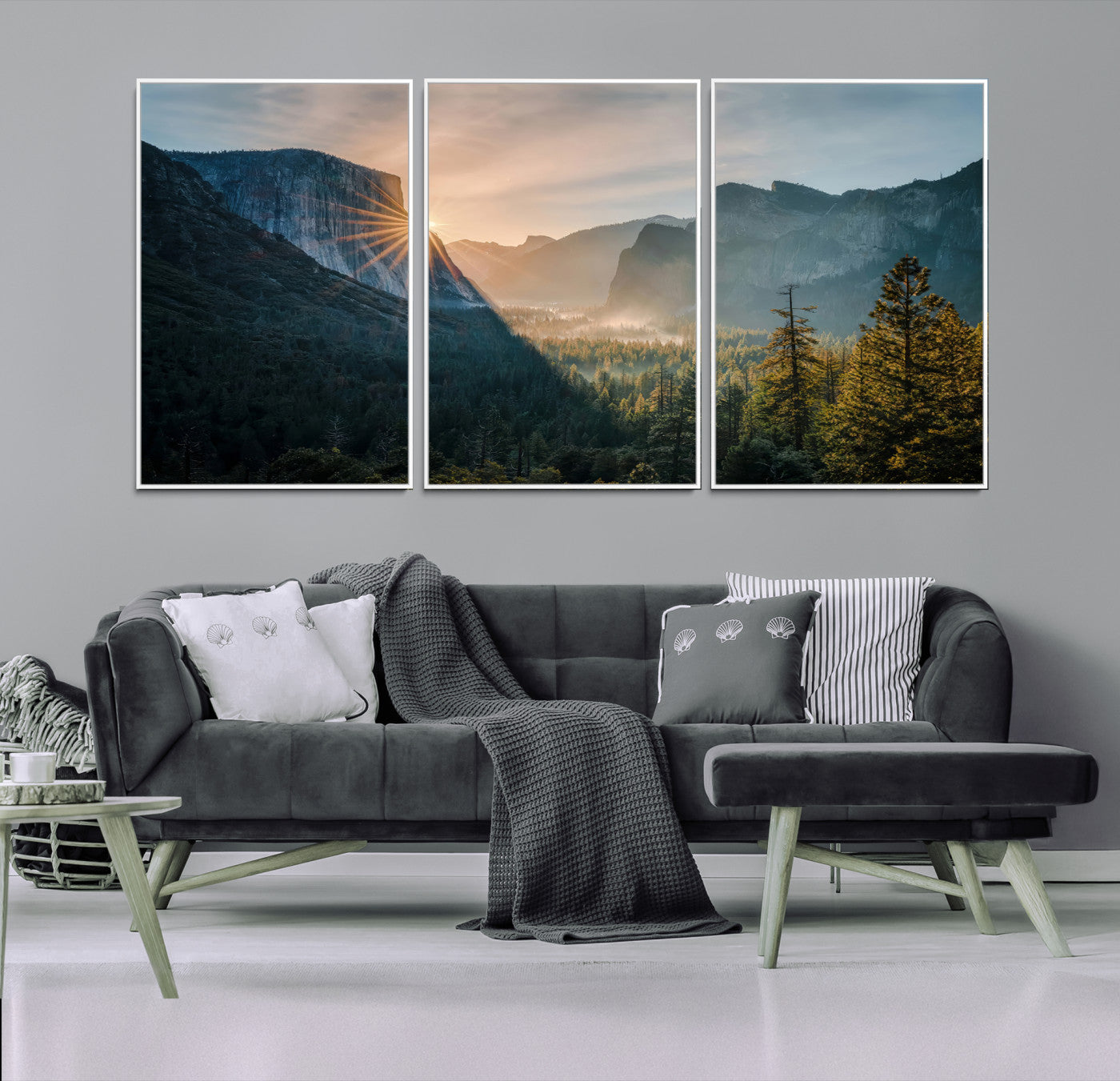 51605481-MGV-FC-60X30-3P-Yosemite Valley Wall Art Canvas Print – Framed Mountain Landscape National Park Scenic Nature Artwork for Home Office