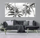 Edit-Images-Black and White Palm Tree Wall Art – Monochrome Tropical Canvas Print for Coastal or Minimalist Living Room Decor