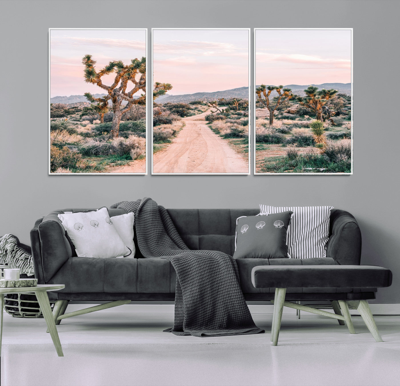 12540952-MGV-CV-36X24-Joshua Tree Wall Art Canvas Print – Framed Desert Road Scene with Sunset Artwork for Home, Office, Living Room
