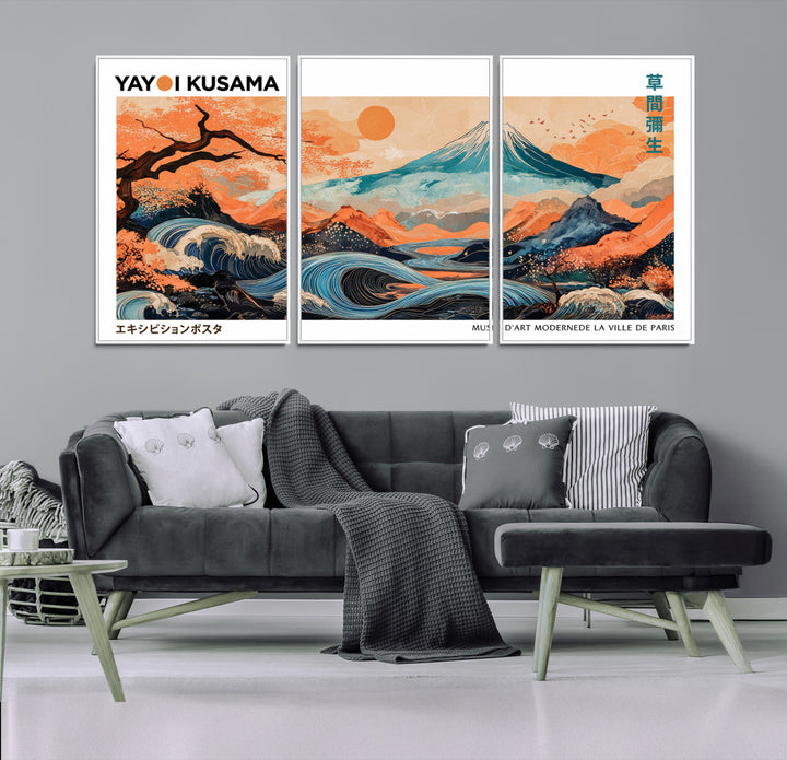 Yayoi Kusama 1986 Wall Art Print – Yayoi Kusama Wabi Sabi Japanese Wall Art Print - Vibrant Abstract Landscape Canvas – Ready-to-Hang Print