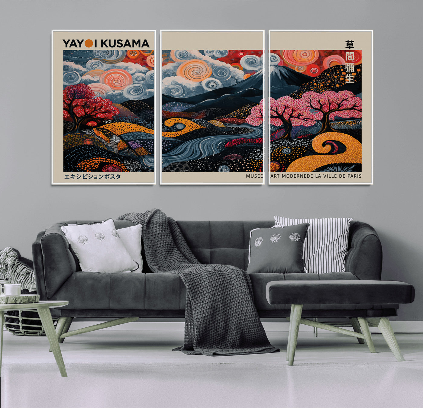 89598235-MGV-CV-36X24-Modern Japanese Wall Art Canvas Print – Framed Contemporary Yayoi Kusama Artwork for Home, Office, Living Room