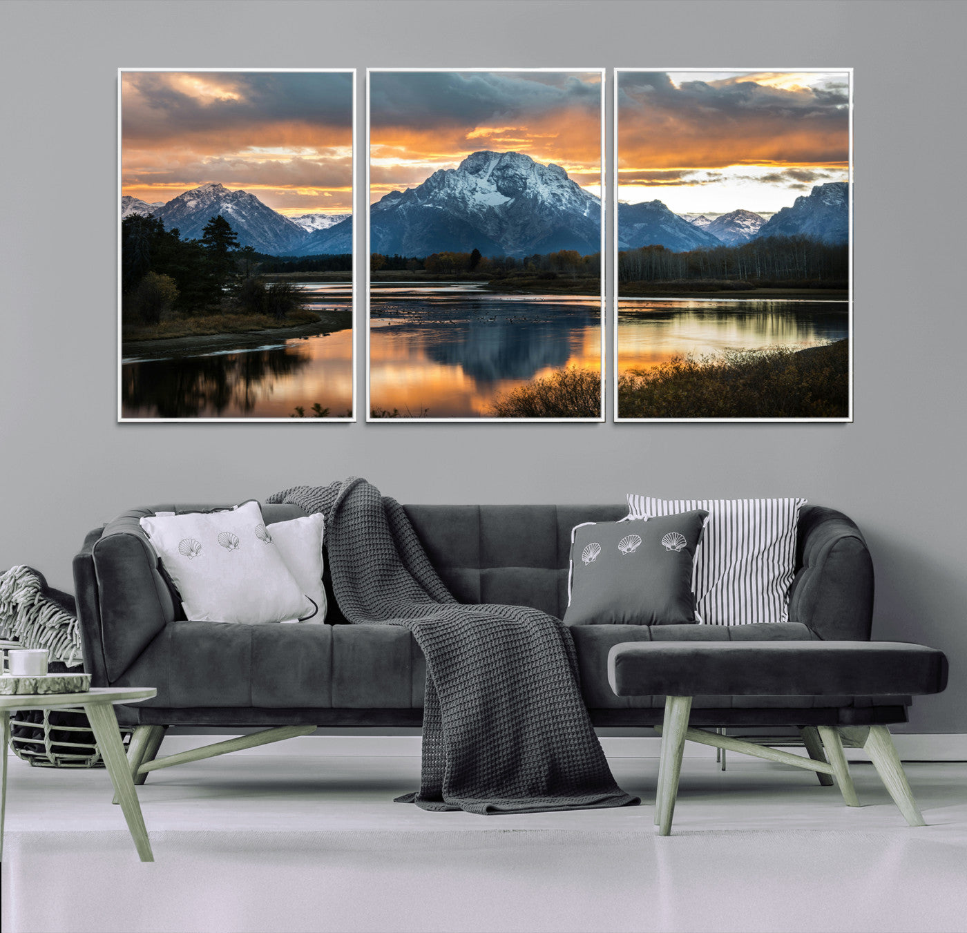 14130176-MGV-CV-36X24-Mountain Sunset Wall Art Canvas Print – Framed Alpine Wilderness Golden Hour Scenic Nature Artwork for Home Offic