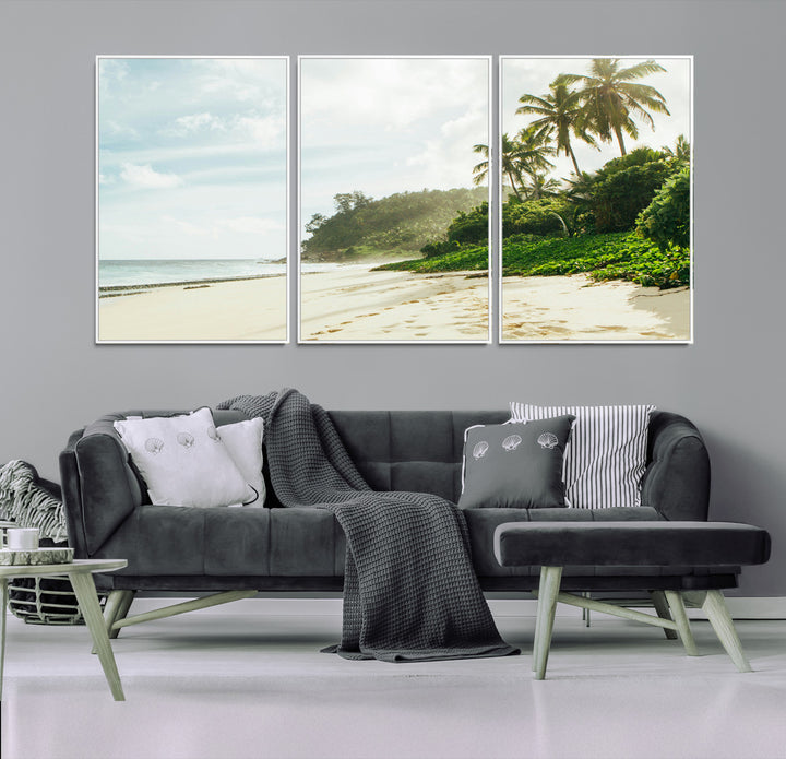 Relaxing Beach Wall Art Canvas Print, Framed Ocean View Art Picture Print, Coastal Serenity Perfect Tropical Coastal Decor Artwork