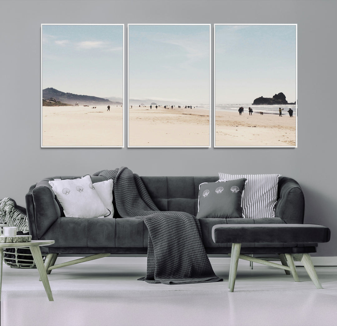 Minimalist Beach Wall Art Canvas Print, Framed Coastal Serenity Art Picture Print, Soft Sand Perfect Coastal Decor Artwork