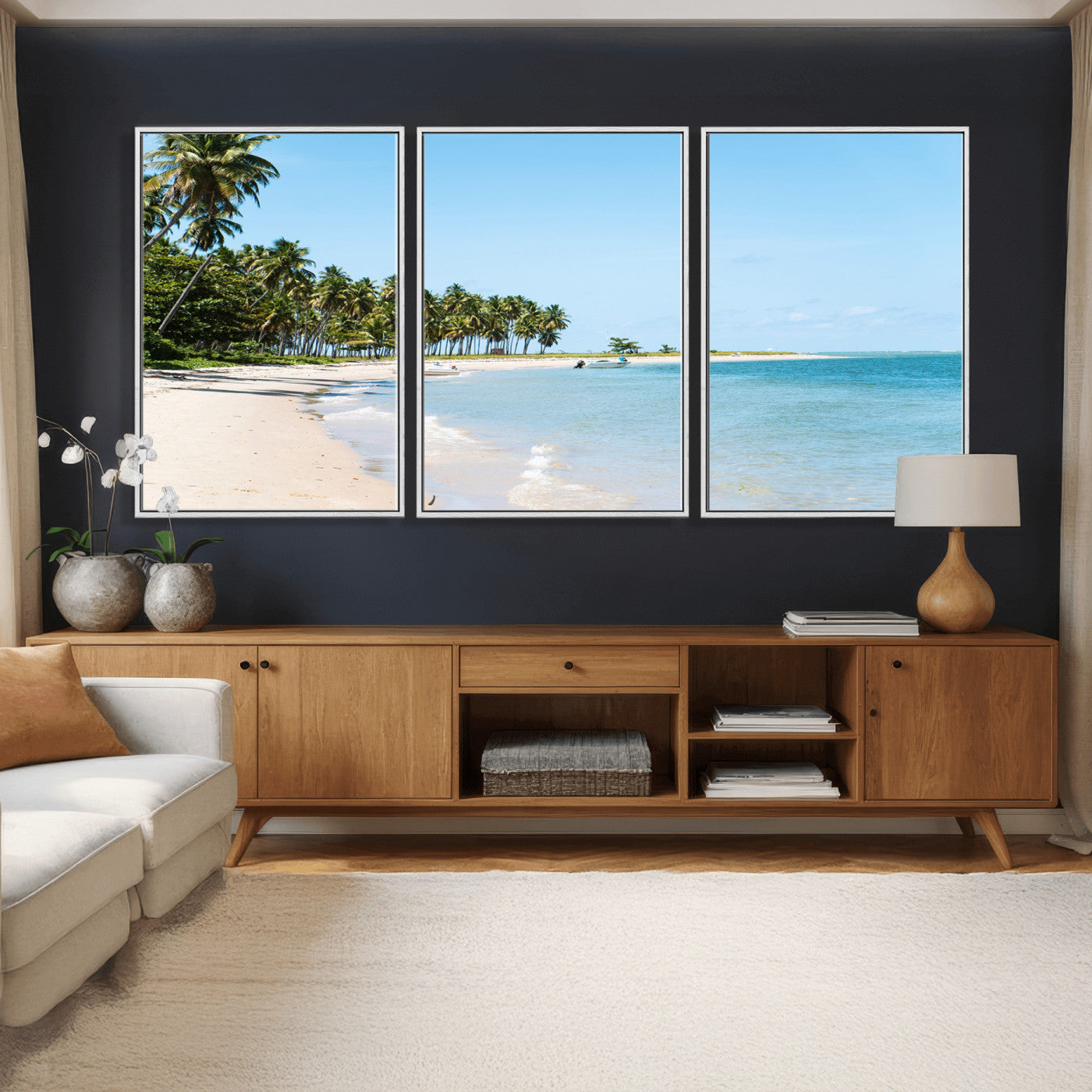 37858872-MGV-CV-36X24 - Palm Tree Paradise Coastal Wall Art – Beach Scene and Ocean Breeze Canvas Print Tranquil Tropical Shore Decor for Living Room, Bedroom or Office