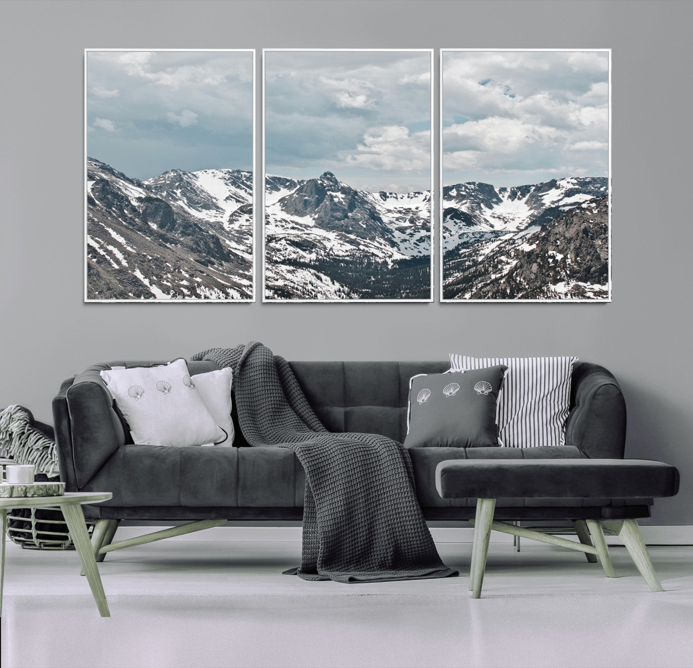 94074619-MGV-FC-60X30-3P_White-Snowy Peaks Wall Art Canvas Print – Alpine Wilderness Mountain Escape Winter Serenity Artwork for Home, Office