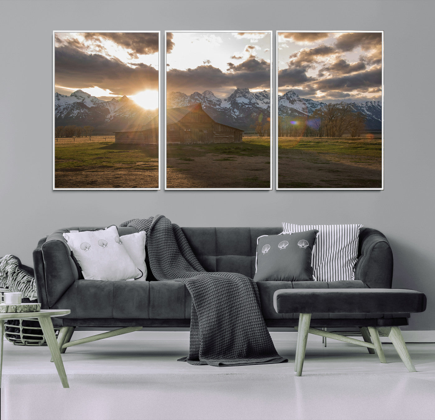 52555760-MGV-CV-36X24-Snowy Peaks Wall Art Canvas Print – Rustic Mountain Landscape Nature Escape Winter Forest Artwork for Home, Office