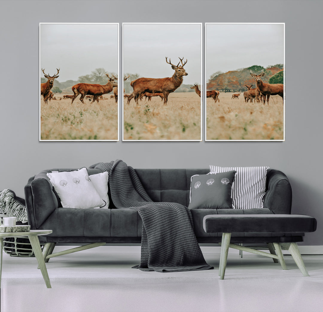 Rustic Deer Print Wall Art Canvas Print