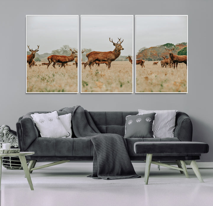 Rustic Deer Print Wall Art Canvas Print