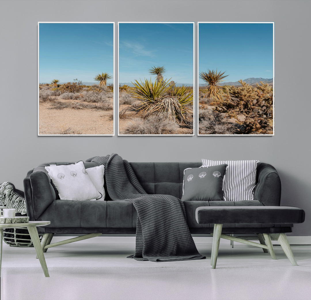 Joshua Tree Wall Art Canvas Print, Desert Landscape Print, Framed Warm Earth Tones Art Print, Large California Southwest Printing