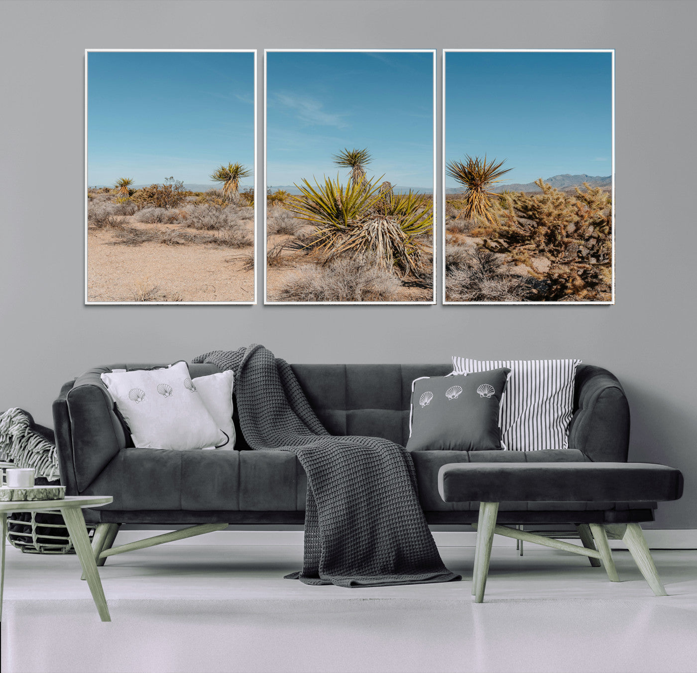 MGV-FC-60X30-3P - Joshua Tree Wall Art Canvas Print, Framed Desert Landscape Art Picture Print, Warm Earth Tones Perfect Southwestern Minimalist Decor Artwork